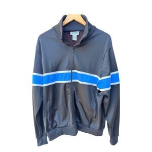 Squash Full Zip Track Jacket Mens XL Black Blue Stripe